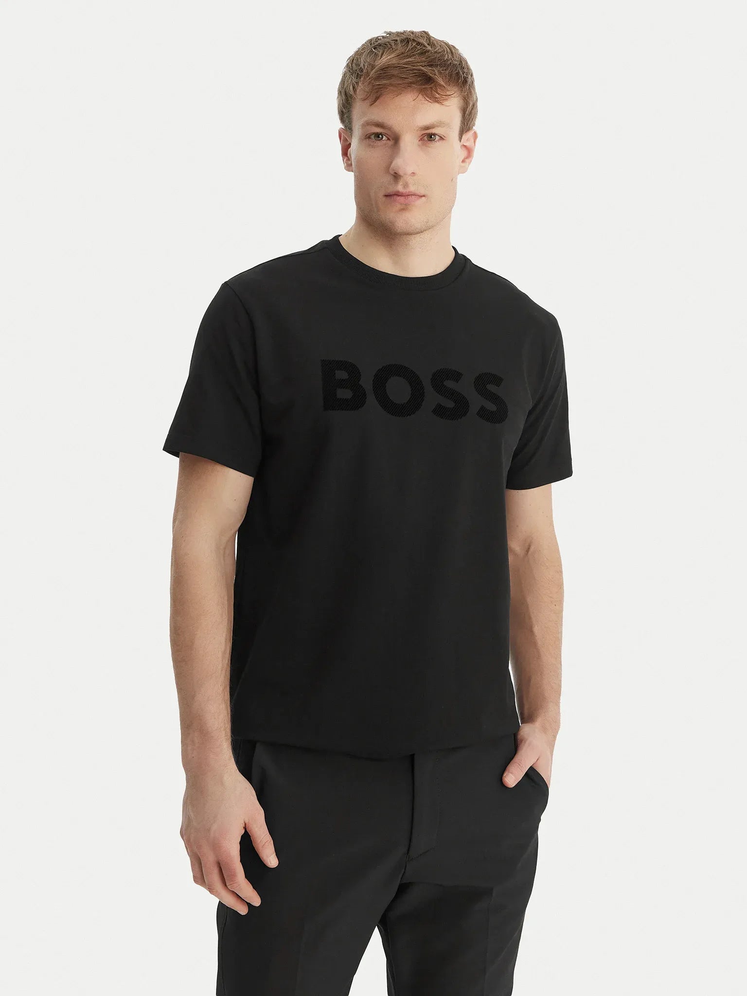 Boss T Shirt  Ts Iconic Log Black Preto_shot1