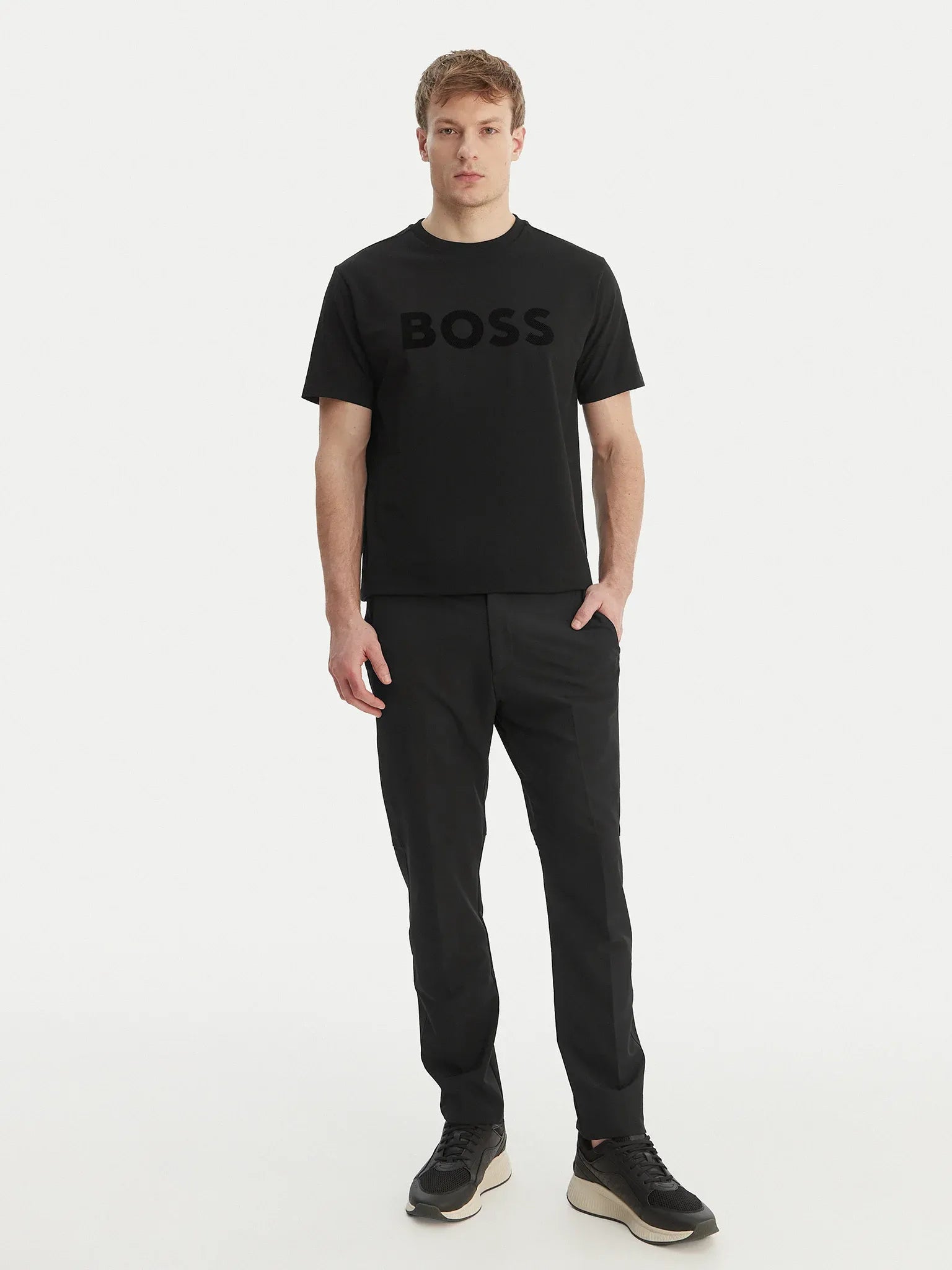 Boss T Shirt  Ts Iconic Log Black Preto_shot2
