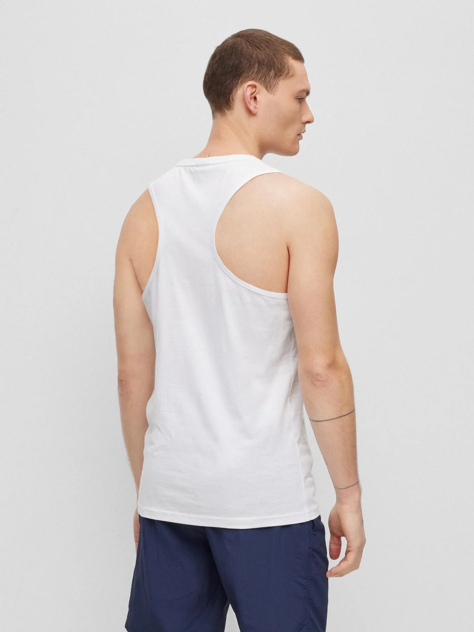 Boss T Shirt Beach Tank Top White Branco_shot1