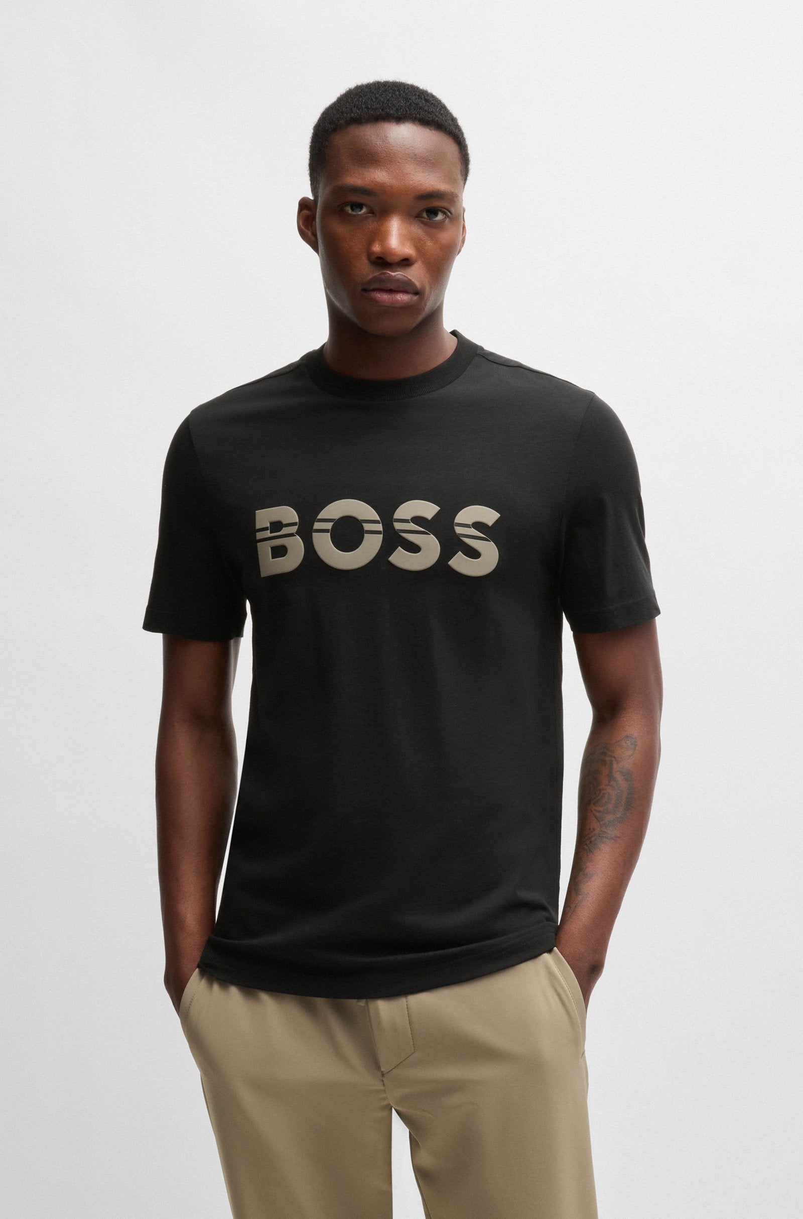 Boss T Shirt Tee 1 50525208 Black Preto_shot4