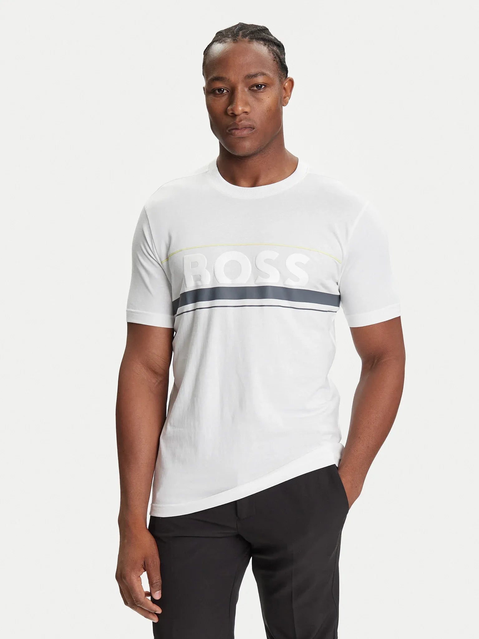 Boss T Shirt Tee Iconic Zon White Branco_shot1