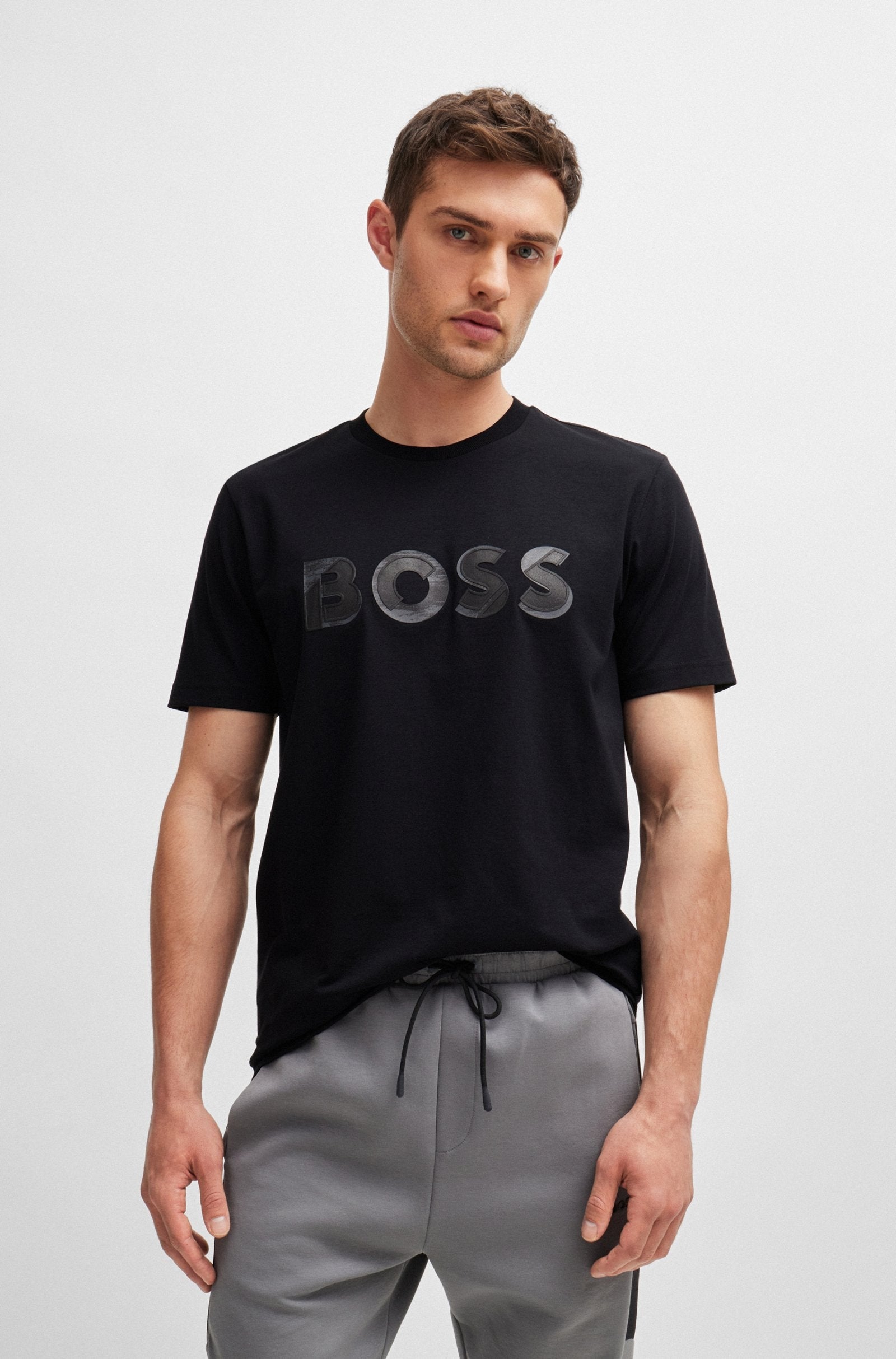 Boss T Shirt Tee Jagged 1 Black Preto_shot3