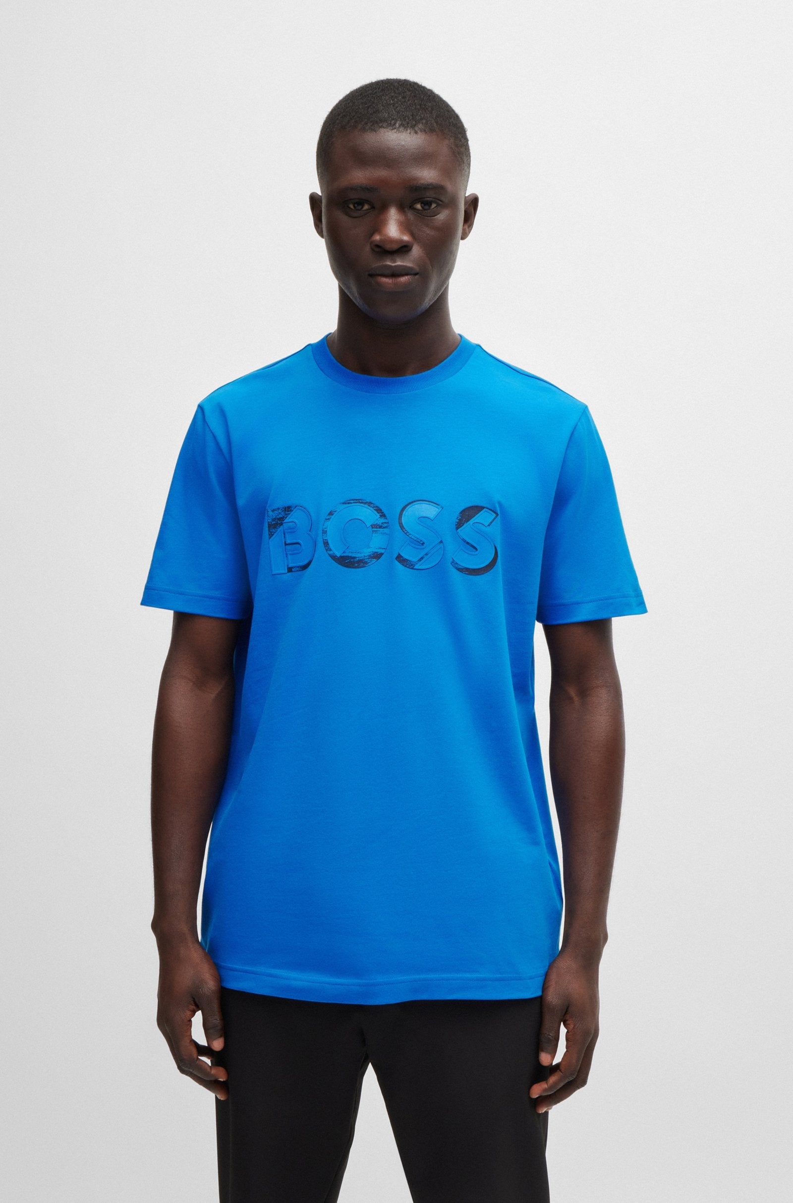 Boss T Shirt Tee Jagged 1 Blue Azul_shot3