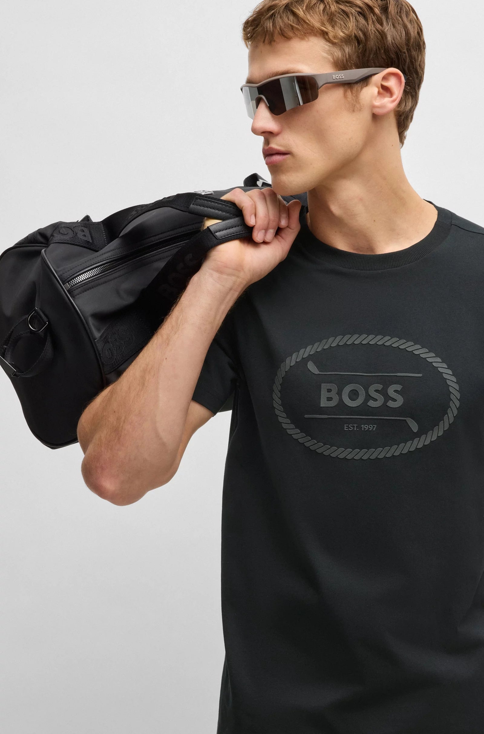 Boss T Shirt Tee Logo Herit Black Preto_shot3