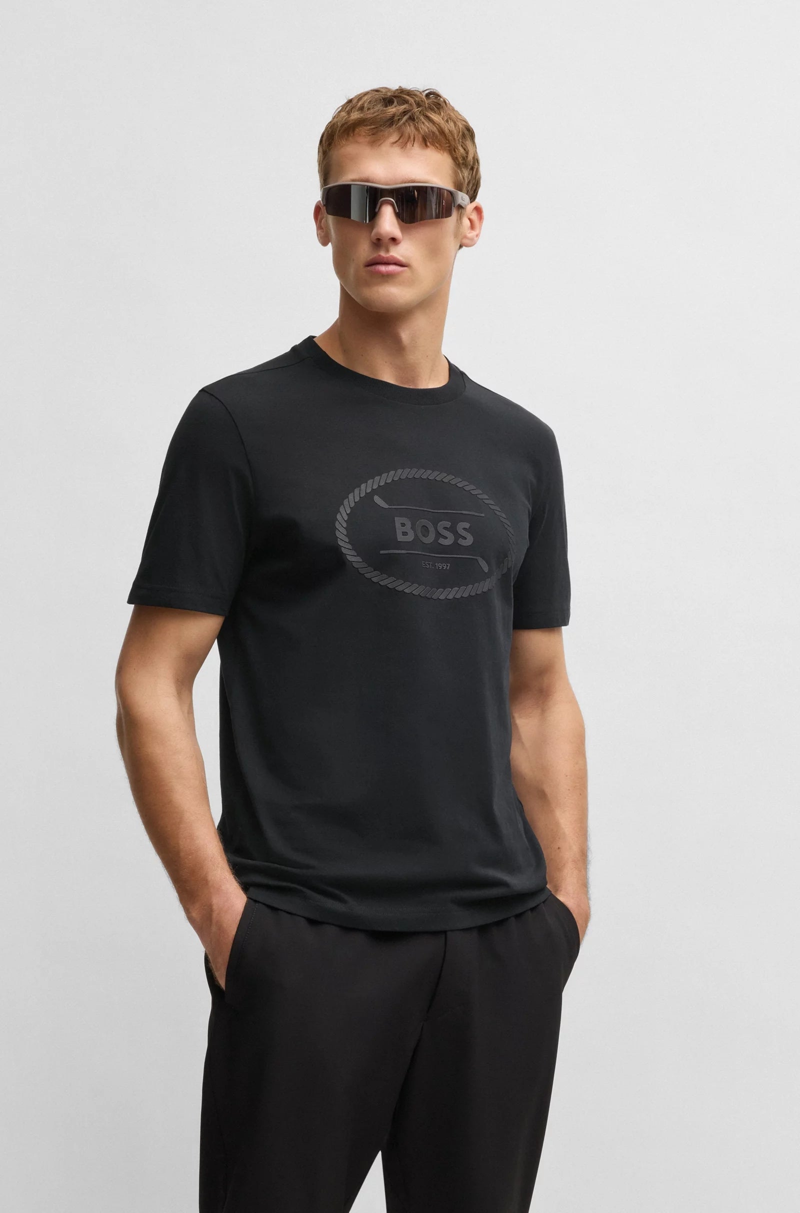 Boss T Shirt Tee Logo Herit Black Preto_shot4