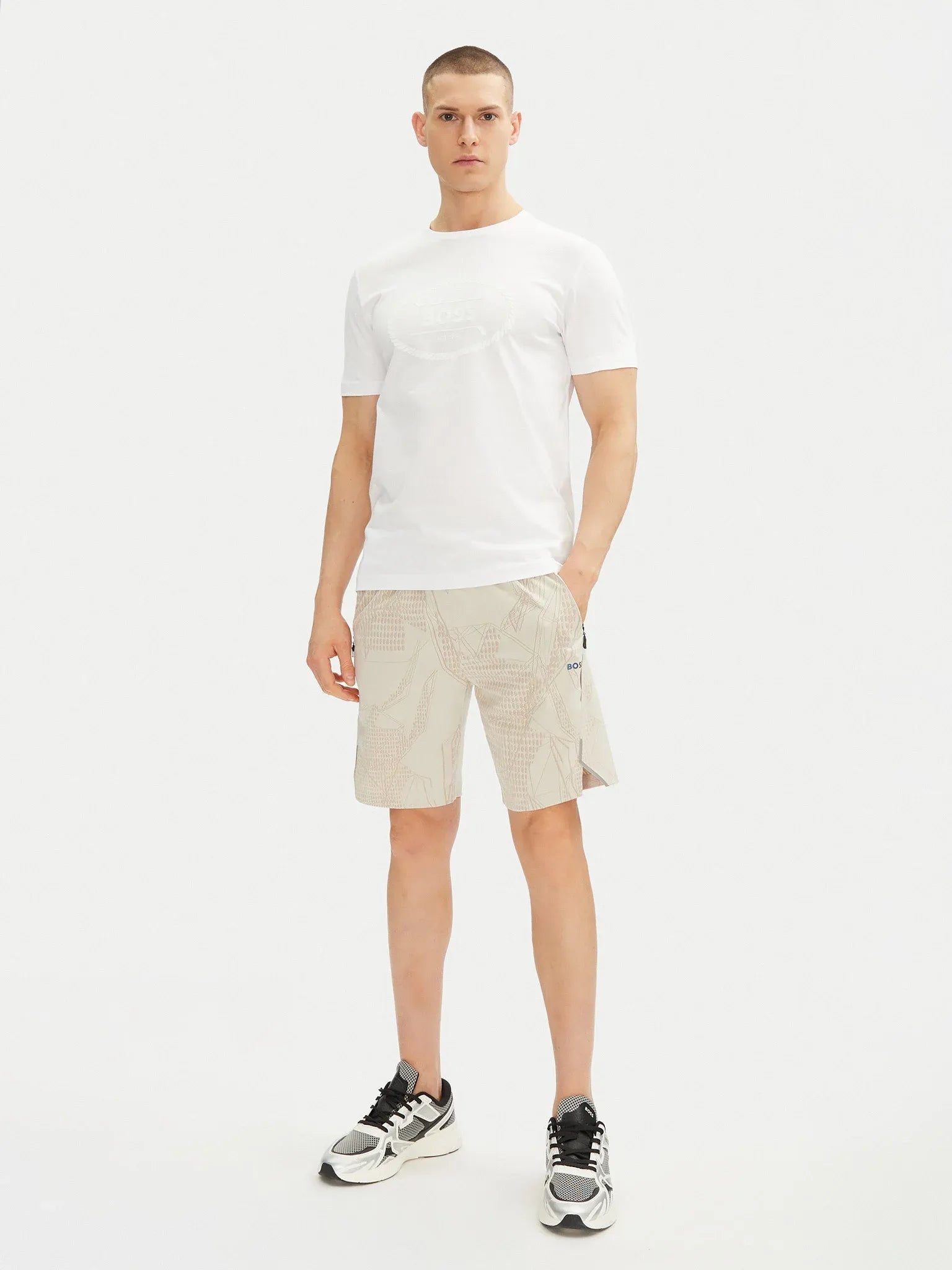 Boss T Shirt Tee Logo Herit White Branco_shot5