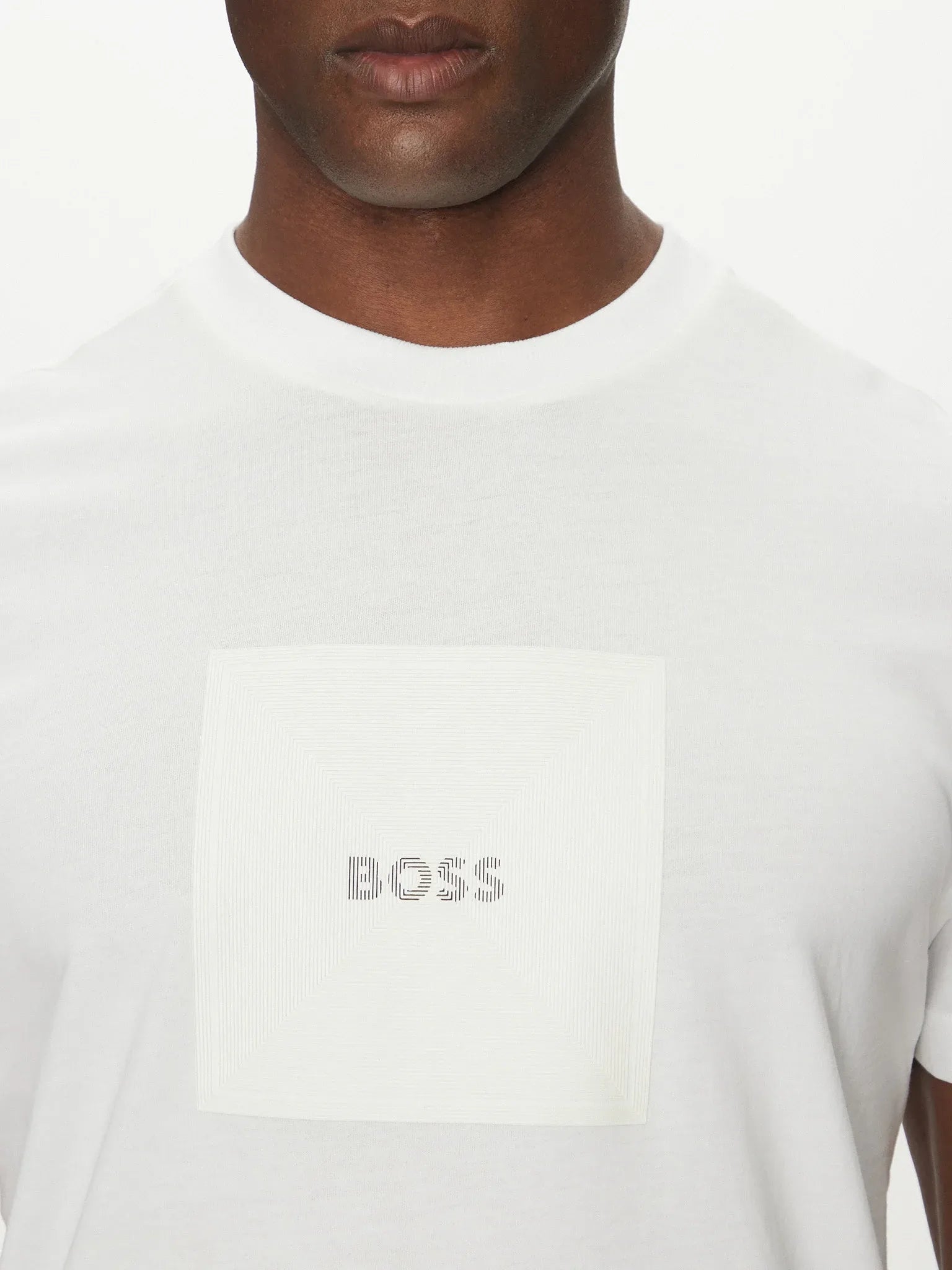 Boss T Shirt Tee Logo Rib White Branco_shot4