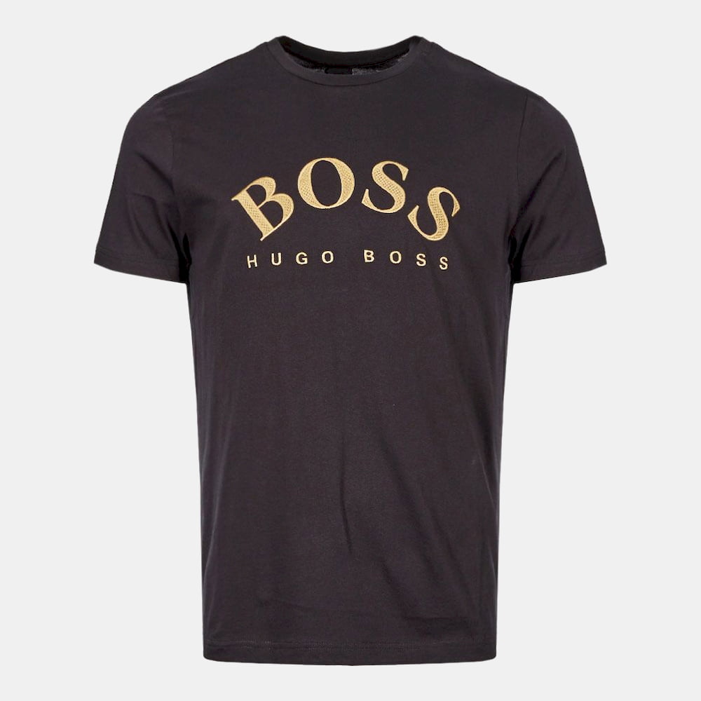Boss T Shirt Tee1 Embroy Blk Gold Preto Ouro Shot2