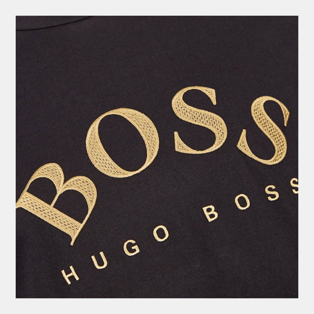 Boss T Shirt Tee1 Embroy Blk Gold Preto Ouro Shot6