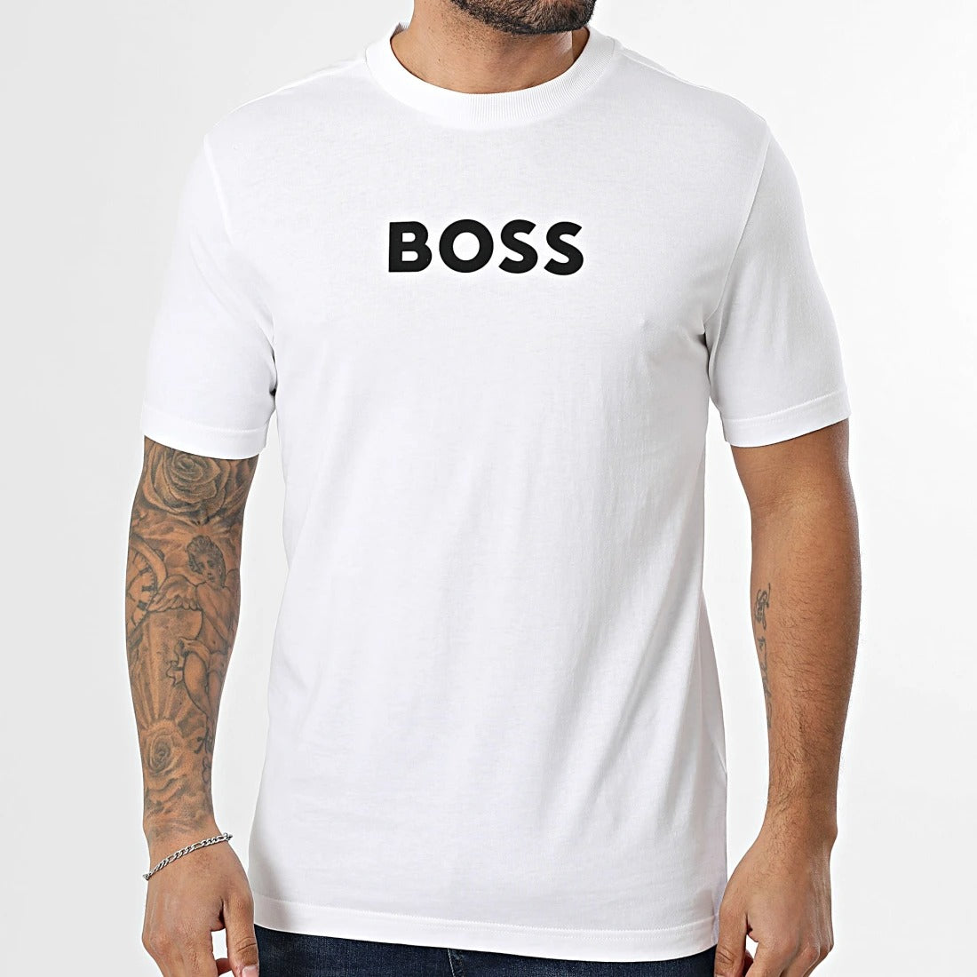 Boss T Shirt Ts Logo White Branco_shot1