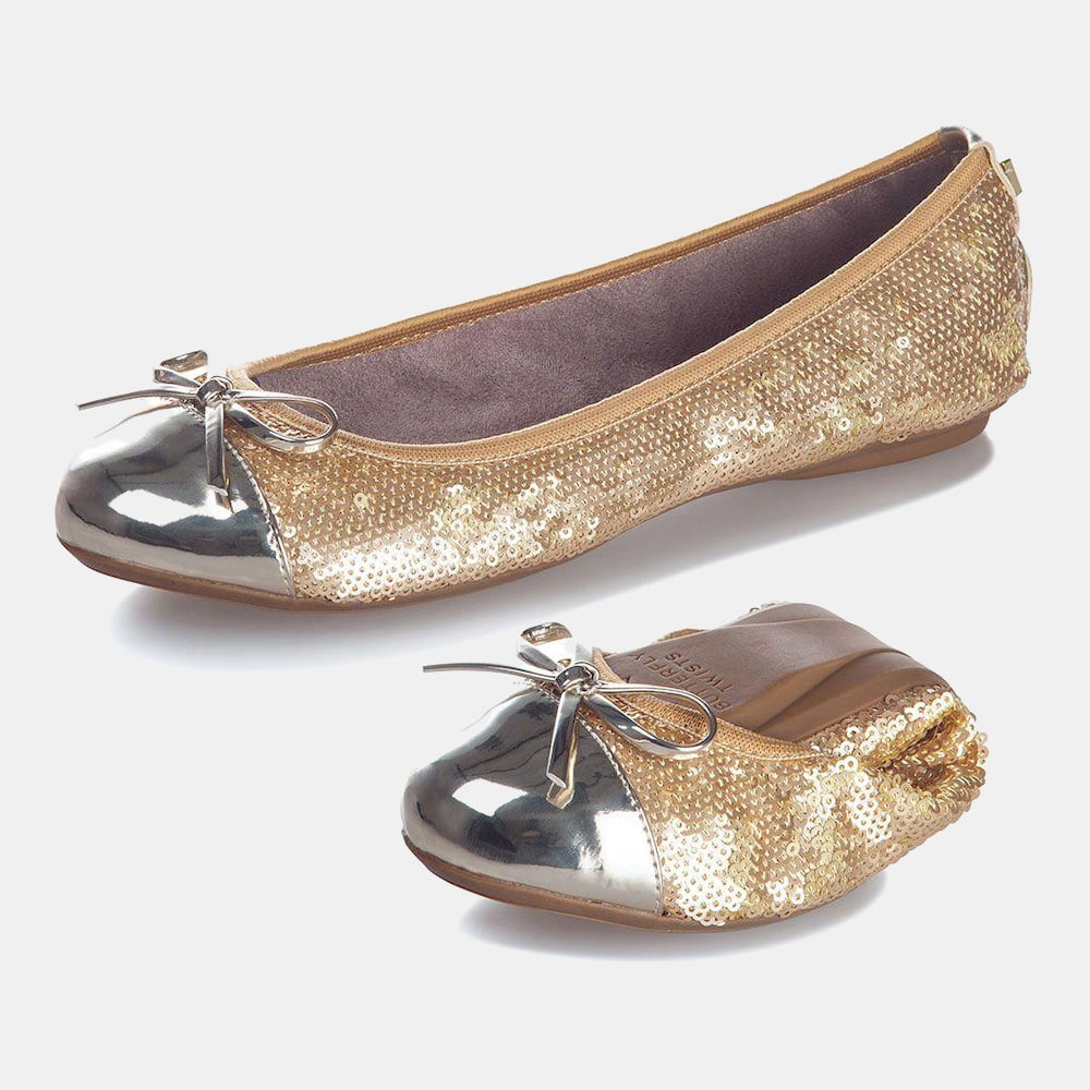 Butterfly Twists Sabrinas Ballet Flats Olivia Gold Lante Ouro Lantejoulas Shot10
