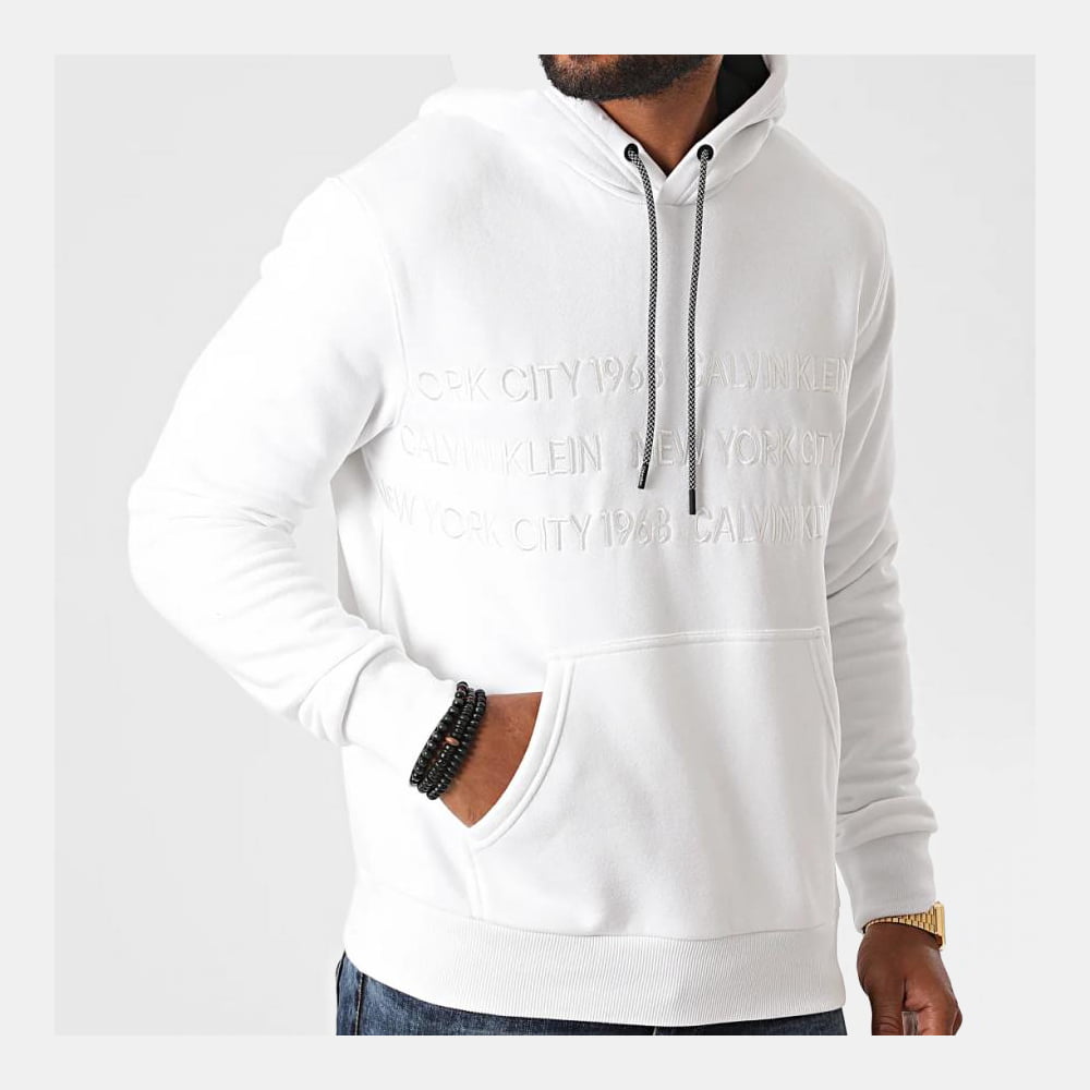 Calvin Klein Camisola Hoodie K10k105720 White Branco Shot1