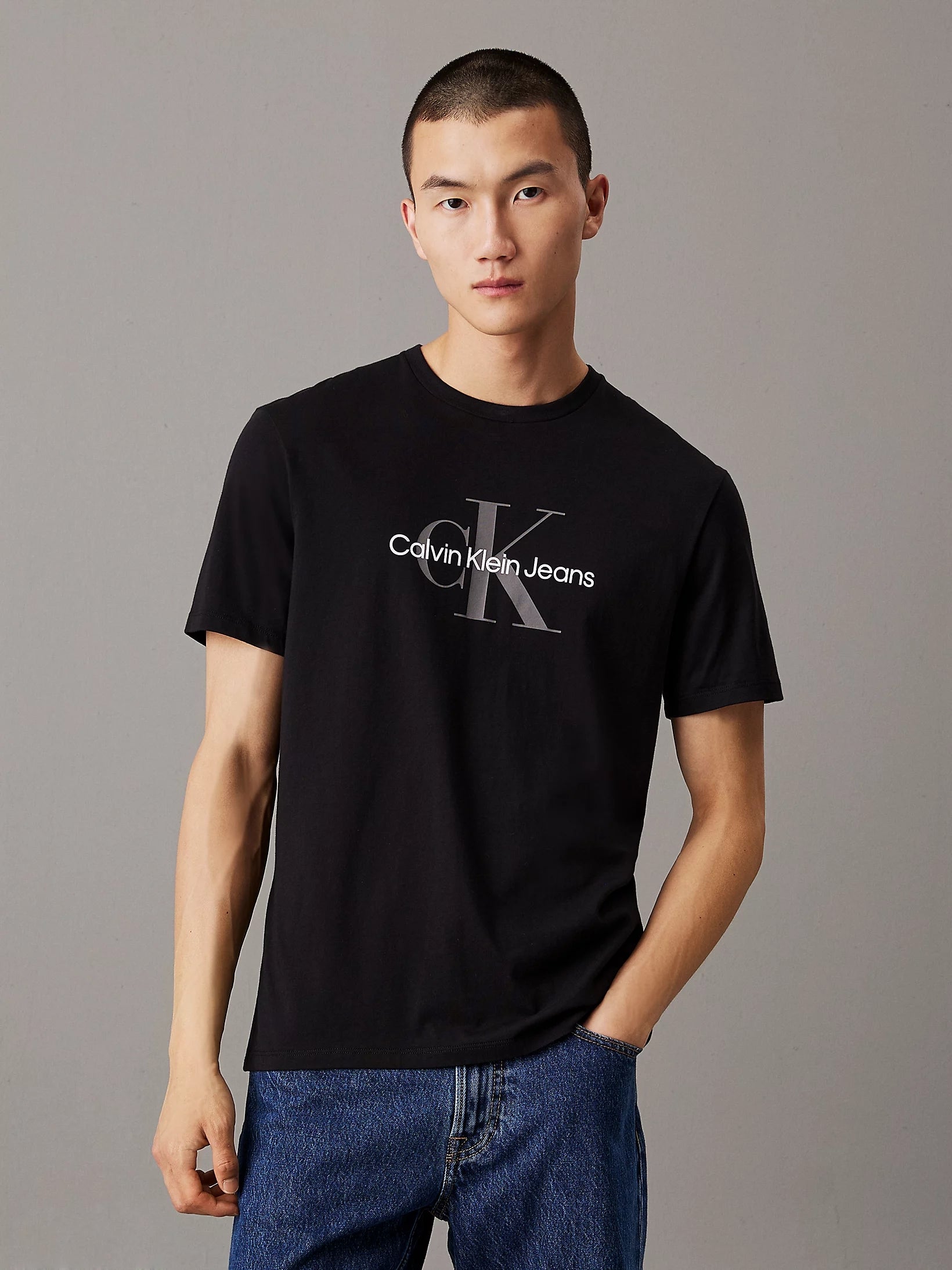 Calvin Klein T Shirt 00040em286 Blk Gry Preto Cinza_shot5