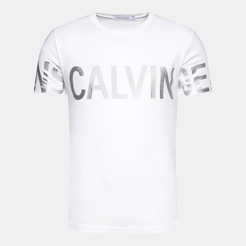 Calvin Klein T Shirt J30j316455 Whi Silver Branco Prateado Shot2