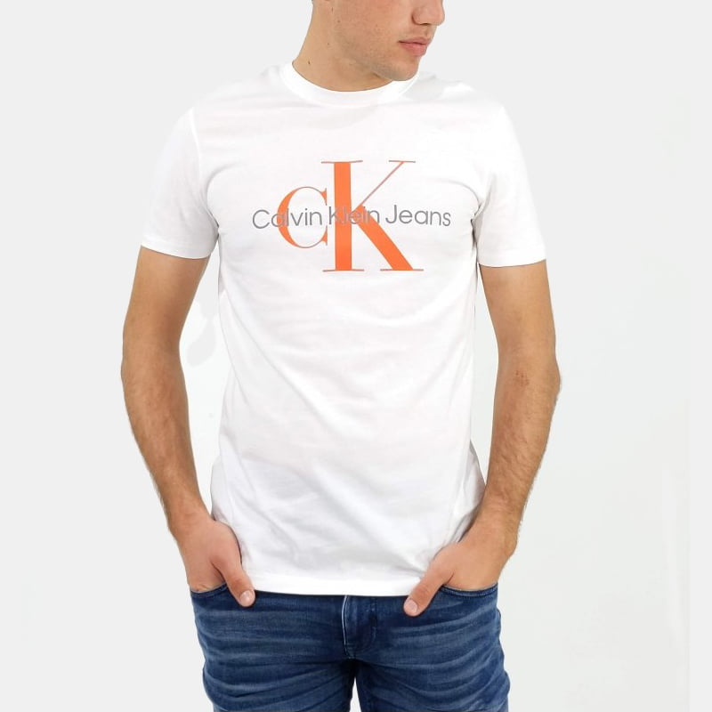 Calvin Klein T Shirt J30j3208060 White Oran Branco Laranja Shot1