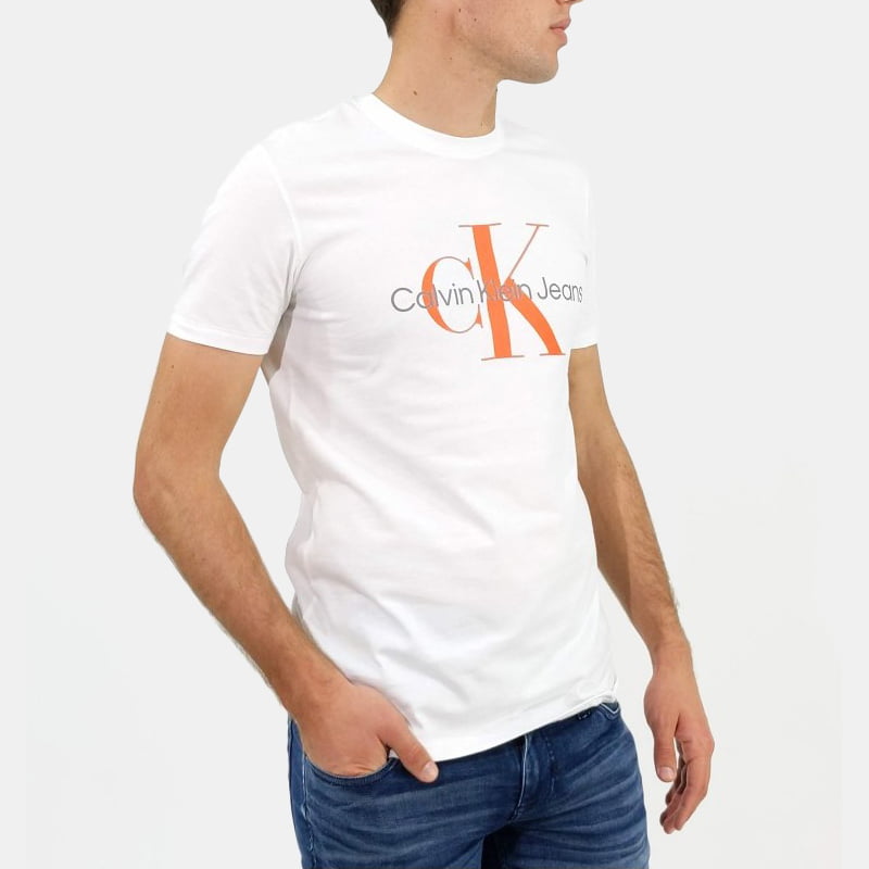 Calvin Klein T Shirt J30j3208060 White Oran Branco Laranja Shot2