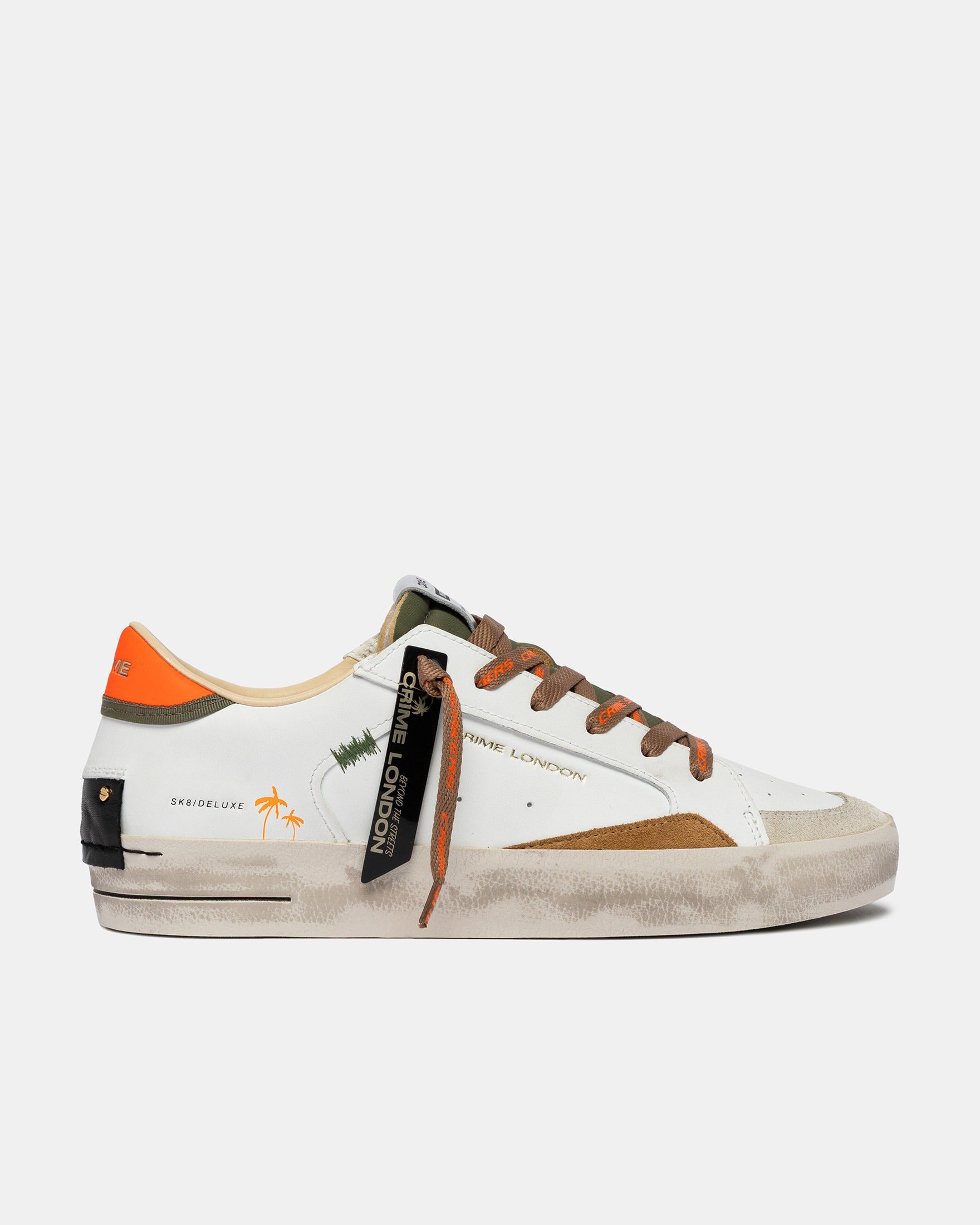 Crime London Sapatilhas Sneakers Shoes 19101pp8 White Oran Branco Laranja_shot1