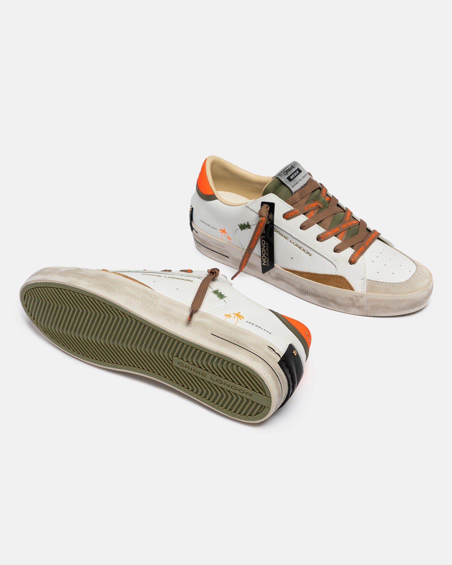 Crime London Sapatilhas Sneakers Shoes 19101pp8 White Oran Branco Laranja_shot4