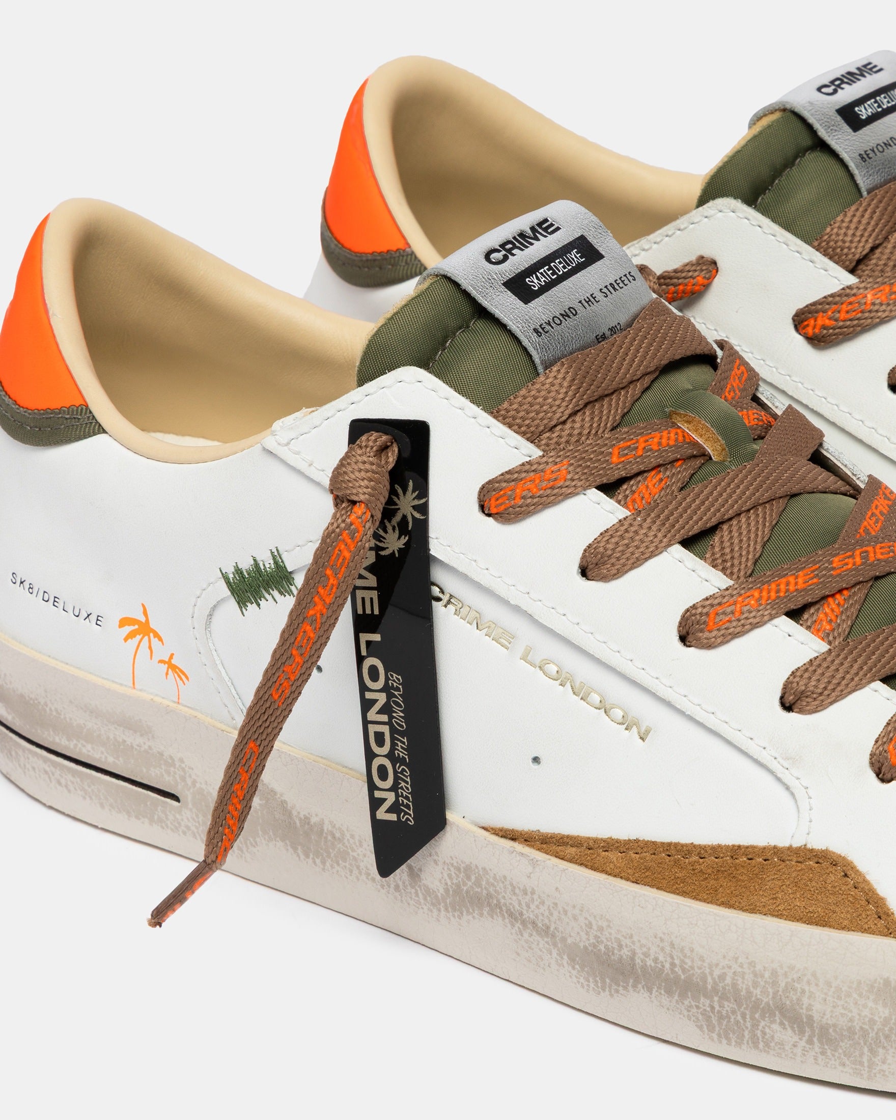 Crime London Sapatilhas Sneakers Shoes 19101pp8 White Oran Branco Laranja_shot6
