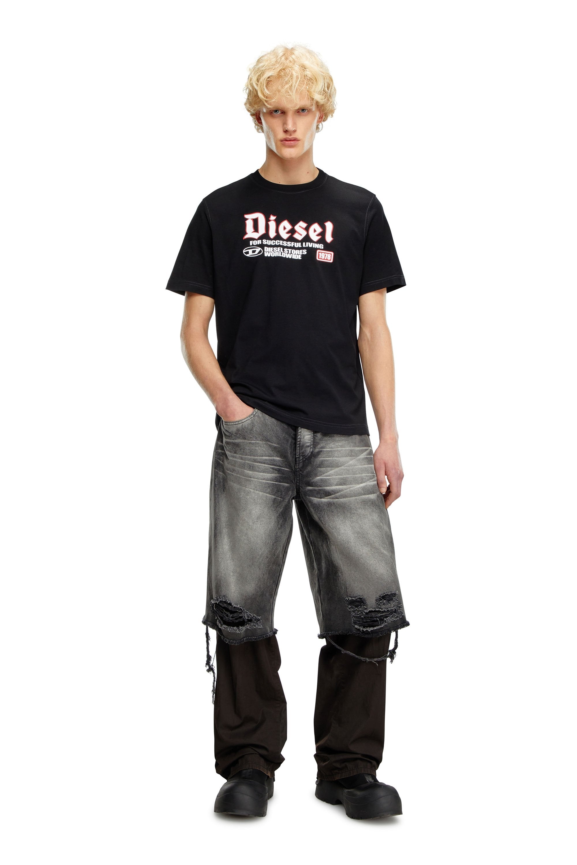 Diesel T Shirt A14789 0grai Black Preto_shot1