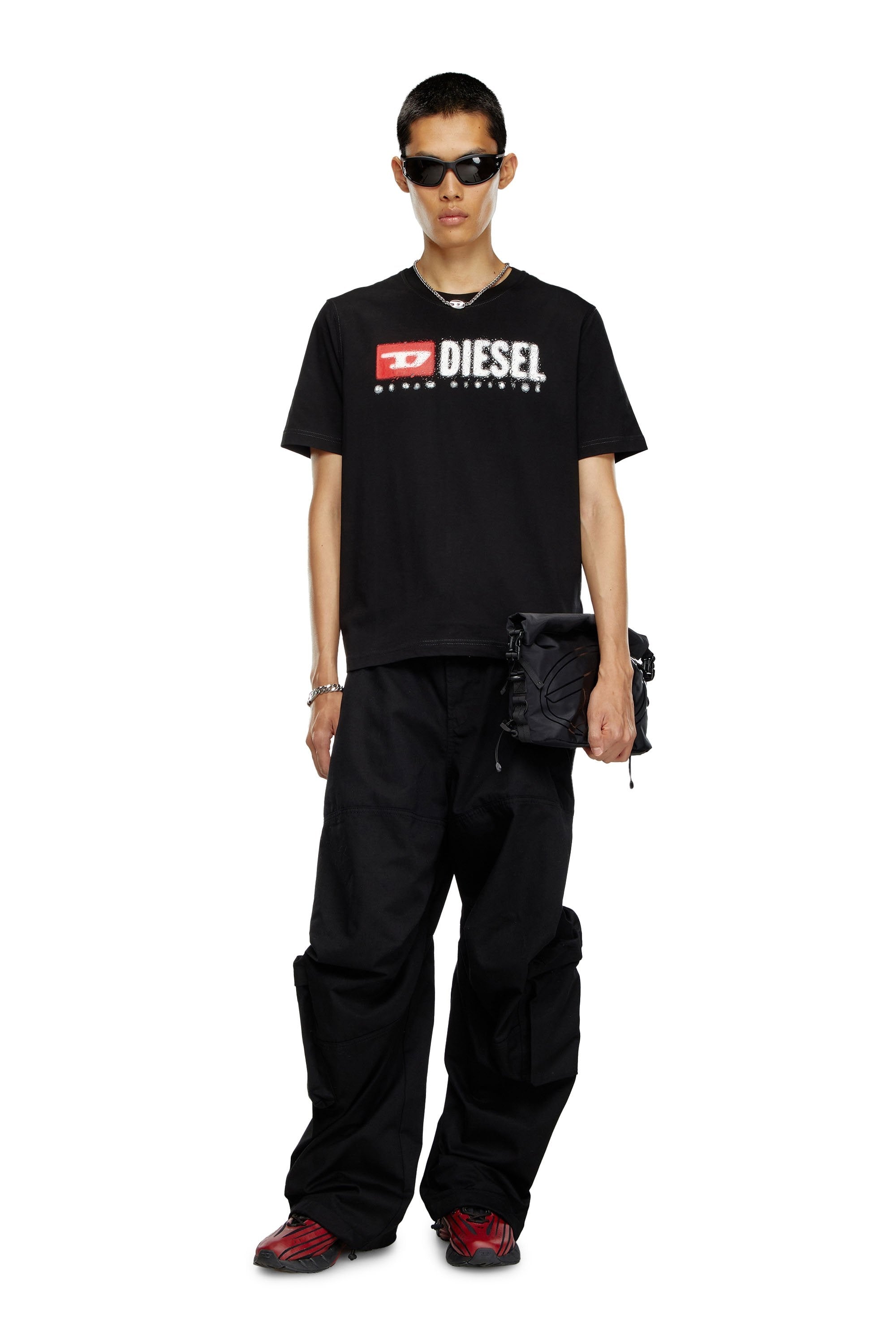 Diesel T Shirt A15025 0grai Black Preto_shot1