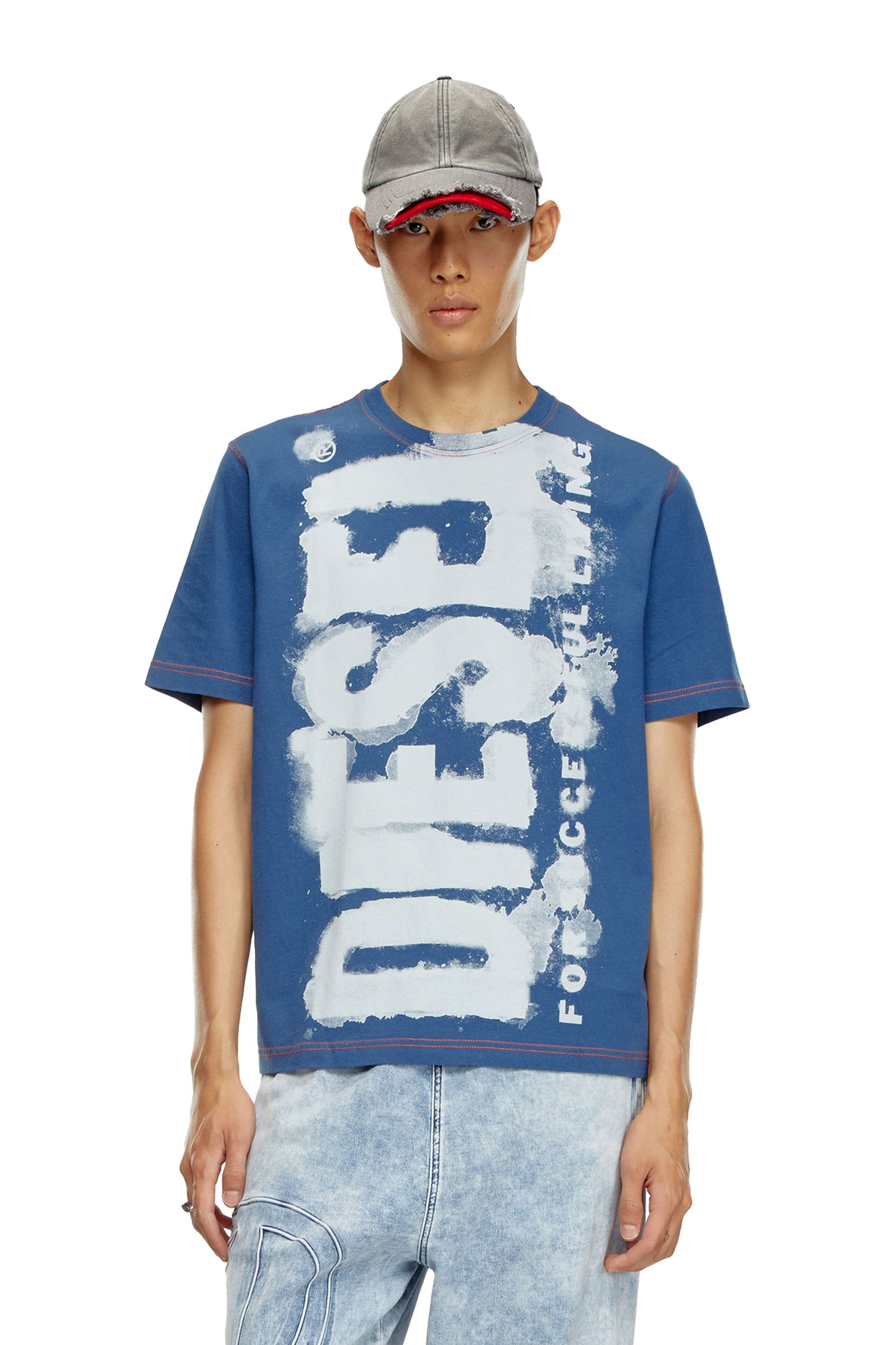 Diesel T Shirt A15349 0dmaa Royal Whi Azul Royal_shot3