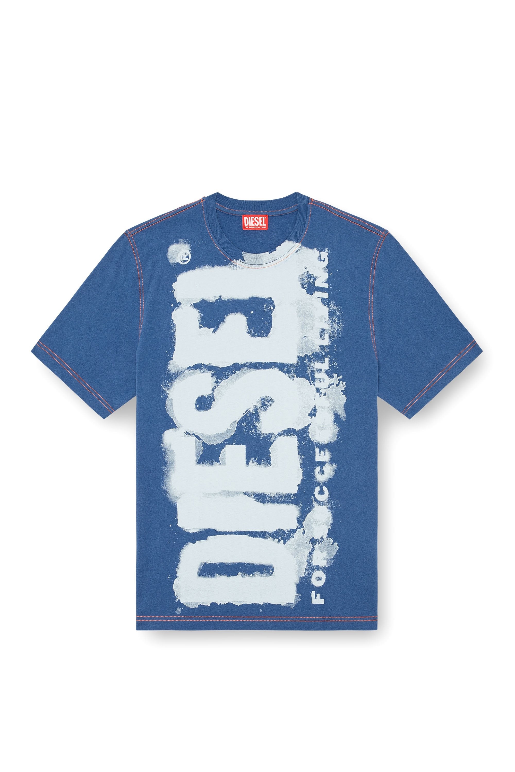 Diesel T Shirt A15349 0dmaa Royal Whi Azul Royal_shot4