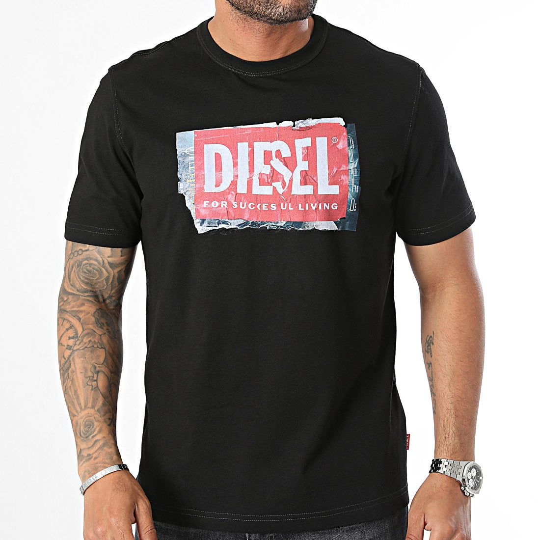 Diesel T Shirt A15379 0akak Black Red Preto Vermelho_shot1