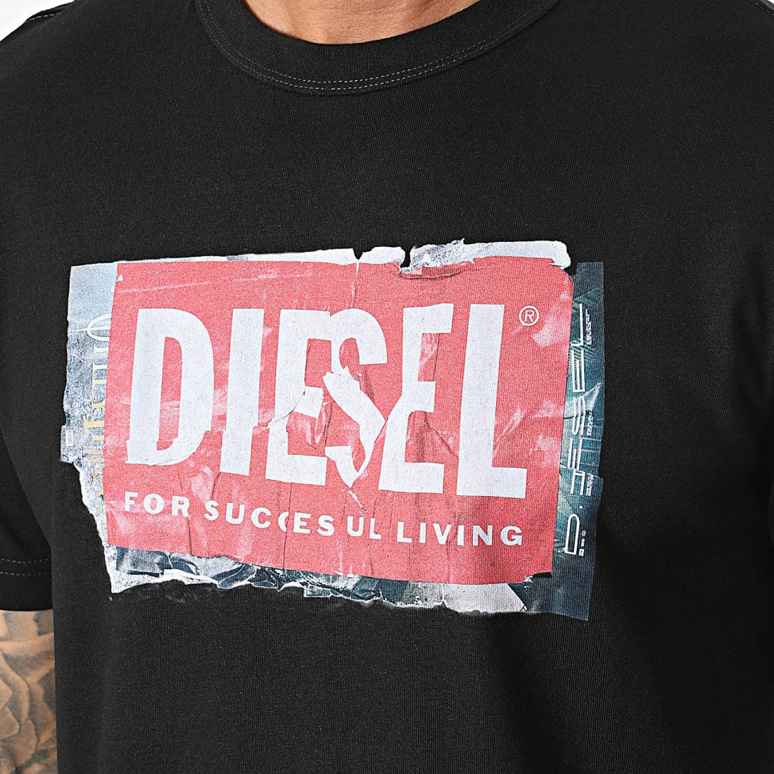 Diesel T Shirt A15379 0akak Black Red Preto Vermelho_shot2