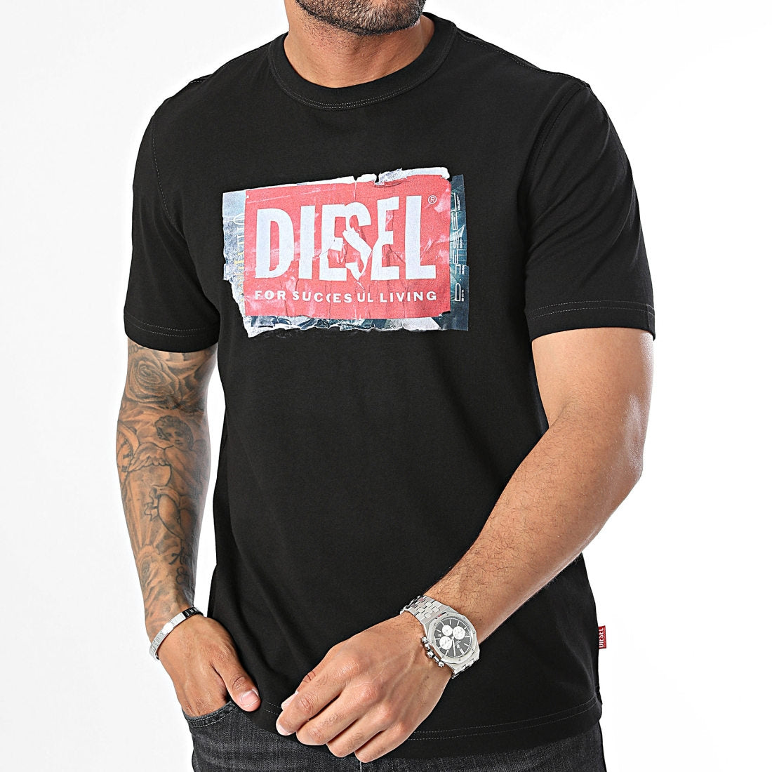 Diesel T Shirt A15379 0akak Black Red Preto Vermelho_shot3