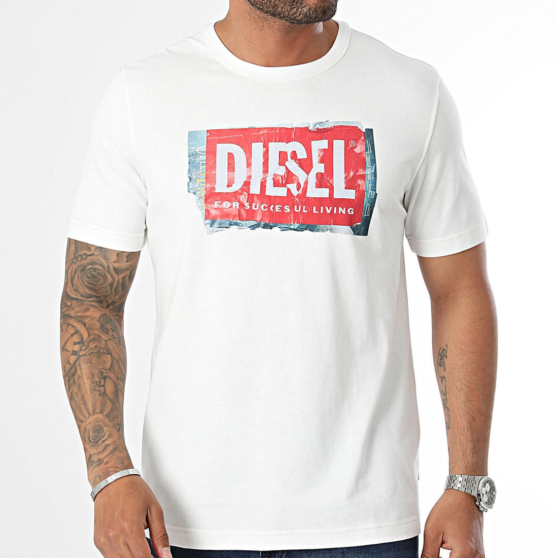 Diesel T Shirt A15379 0akak White Red Branco Vermelho_shot1