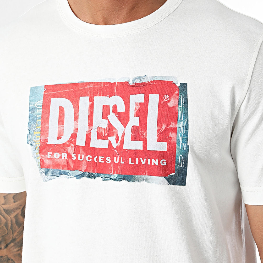 Diesel T Shirt A15379 0akak White Red Branco Vermelho_shot2