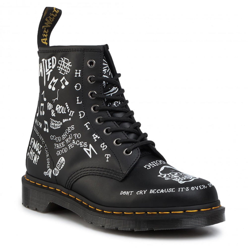 Dr.martens Botas Boots 1460 Scribble Blk White Preto Branco Shot6