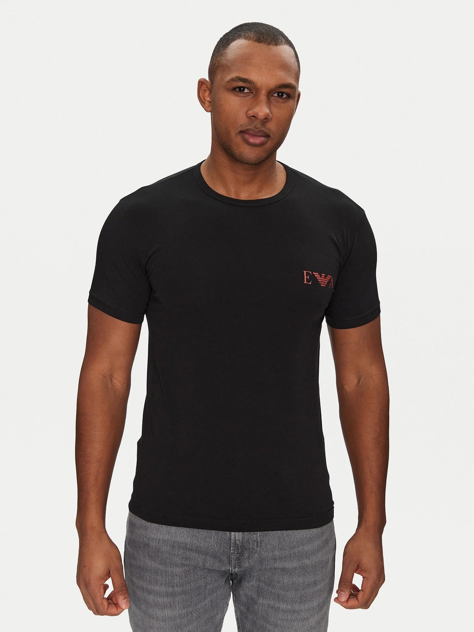 Emporio Armani T Shirt Em001849 Af10778 Black Red Preto Vermelho_shot2