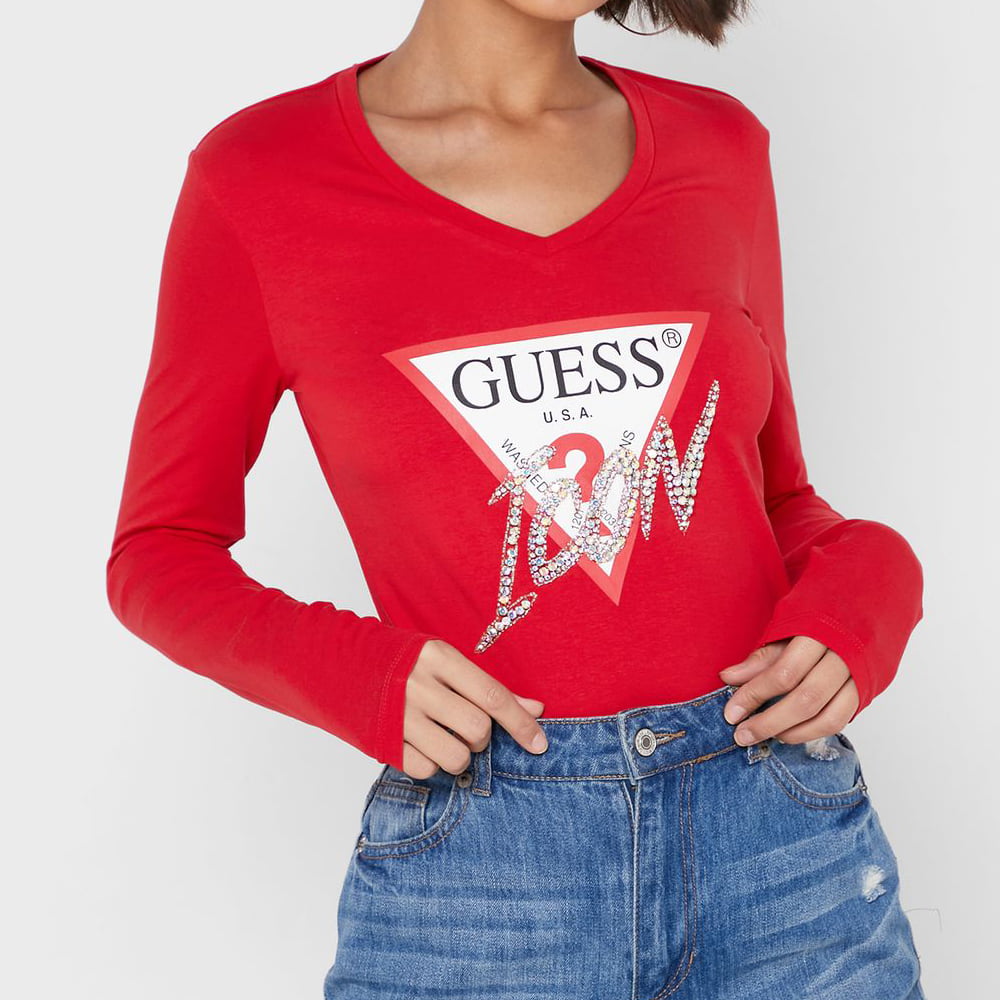 Guess Camisola Sweat W01i0fj1300 Red Vermelho Shot1