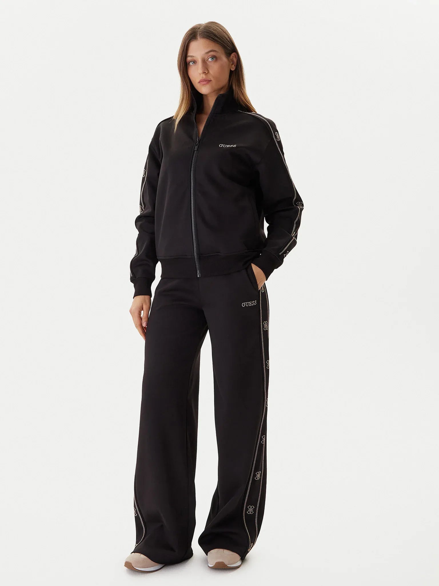 Guess Casaco Training Sweat Training V5bq15 Kcx22 Black Preto_shot2