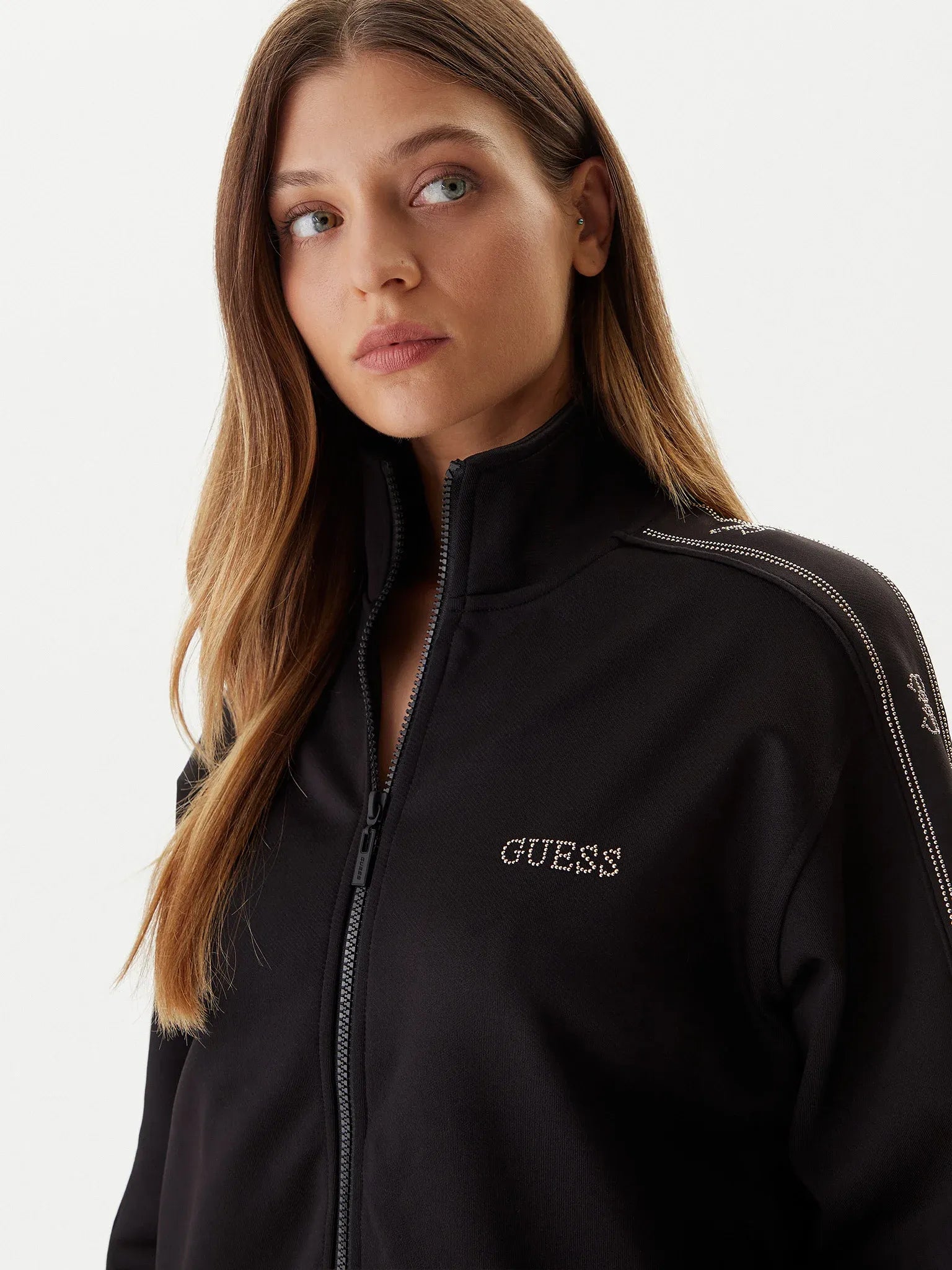 Guess Casaco Training Sweat Training V5bq15 Kcx22 Black Preto_shot4