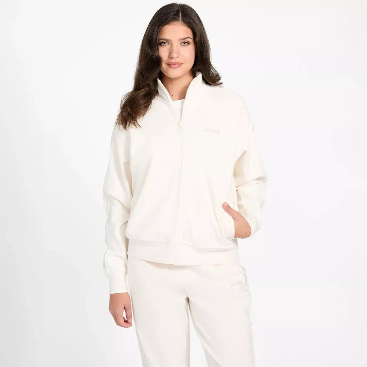 Guess Casaco Training Sweat Training V5bq15 Kcx22 White Branco_shot1