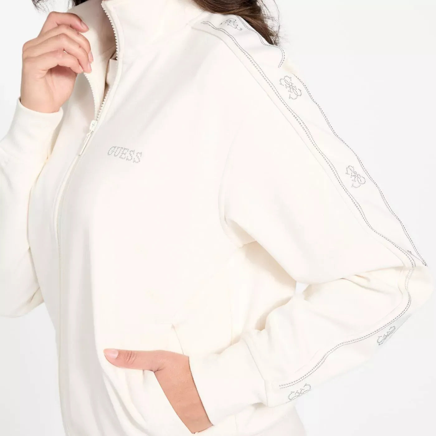 Guess Casaco Training Sweat Training V5bq15 Kcx22 White Branco_shot2
