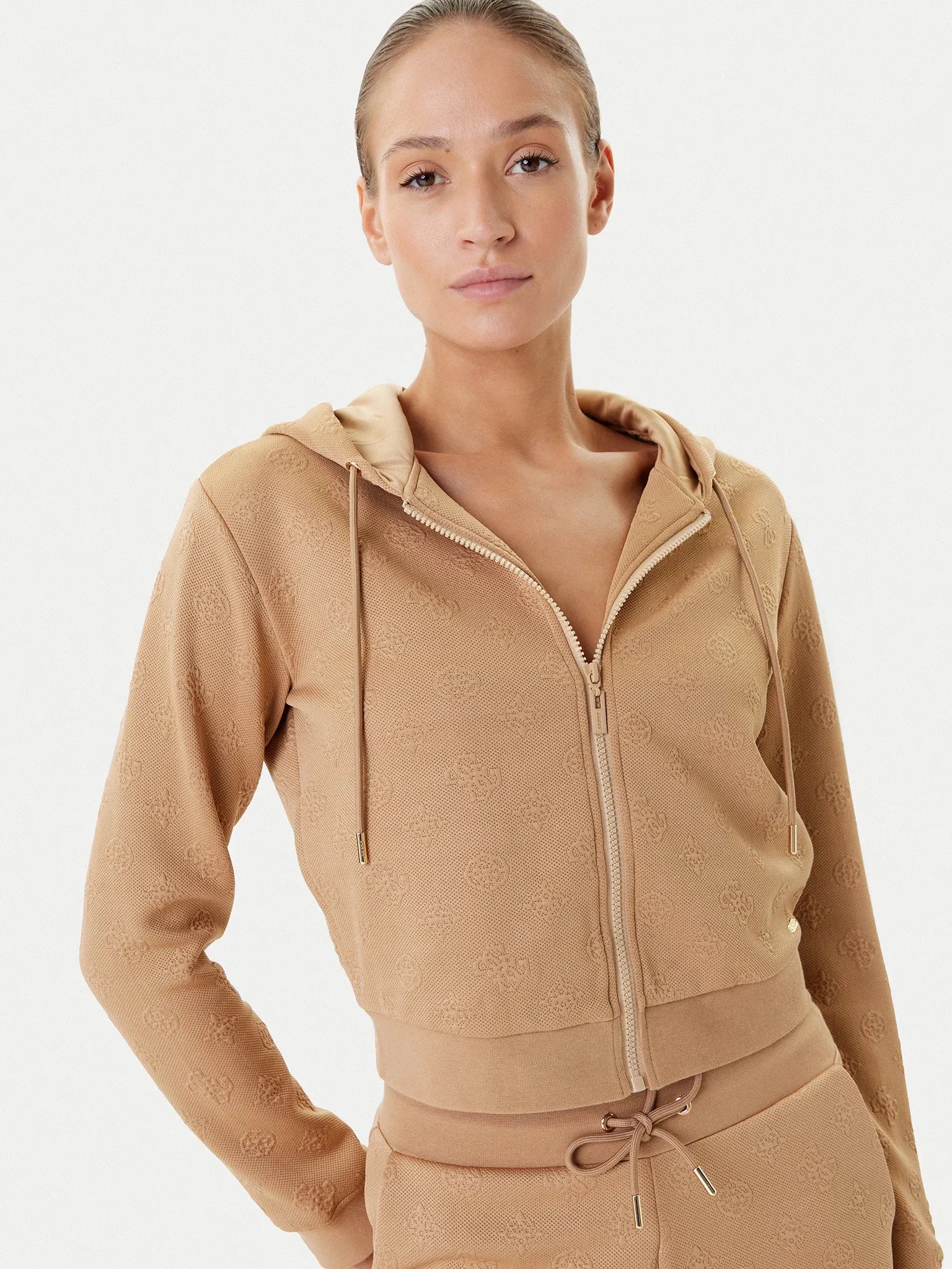 Guess Casaco Training Sweat Training V5yq06 Kbsl2 Sand Sand_shot4