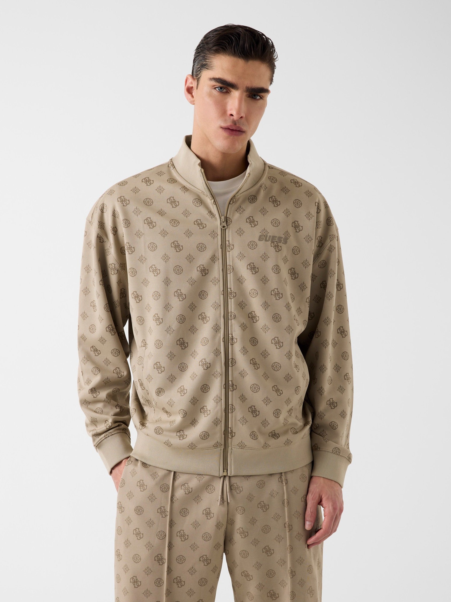 Guess Casaco Training Sweat Training Z6gq07 K2849 Beige.logo Beige_shot5