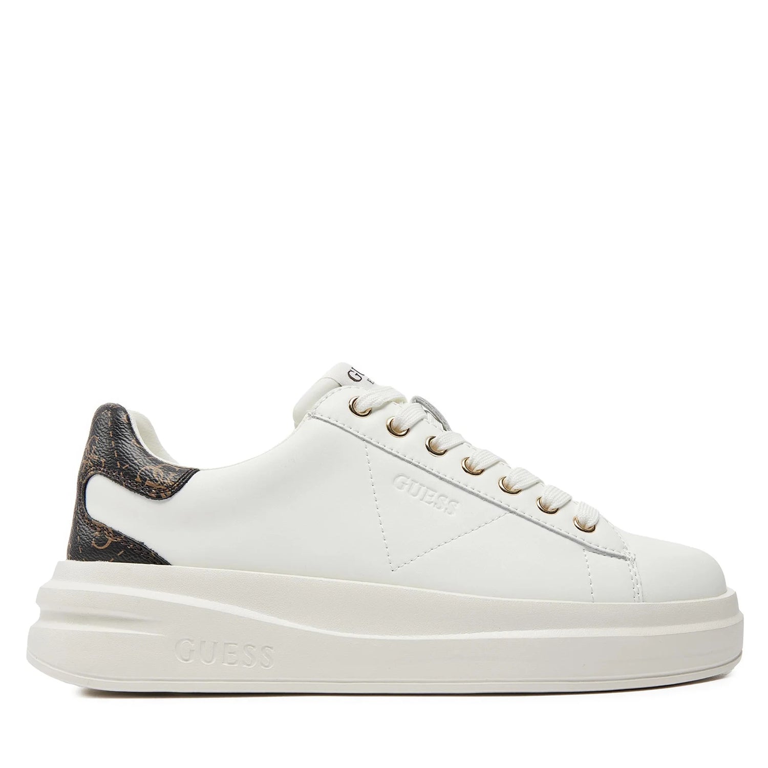 Guess Sapatilhas Sneakers Shoes Fljelb Whi Brown Branco Castanho_shot4