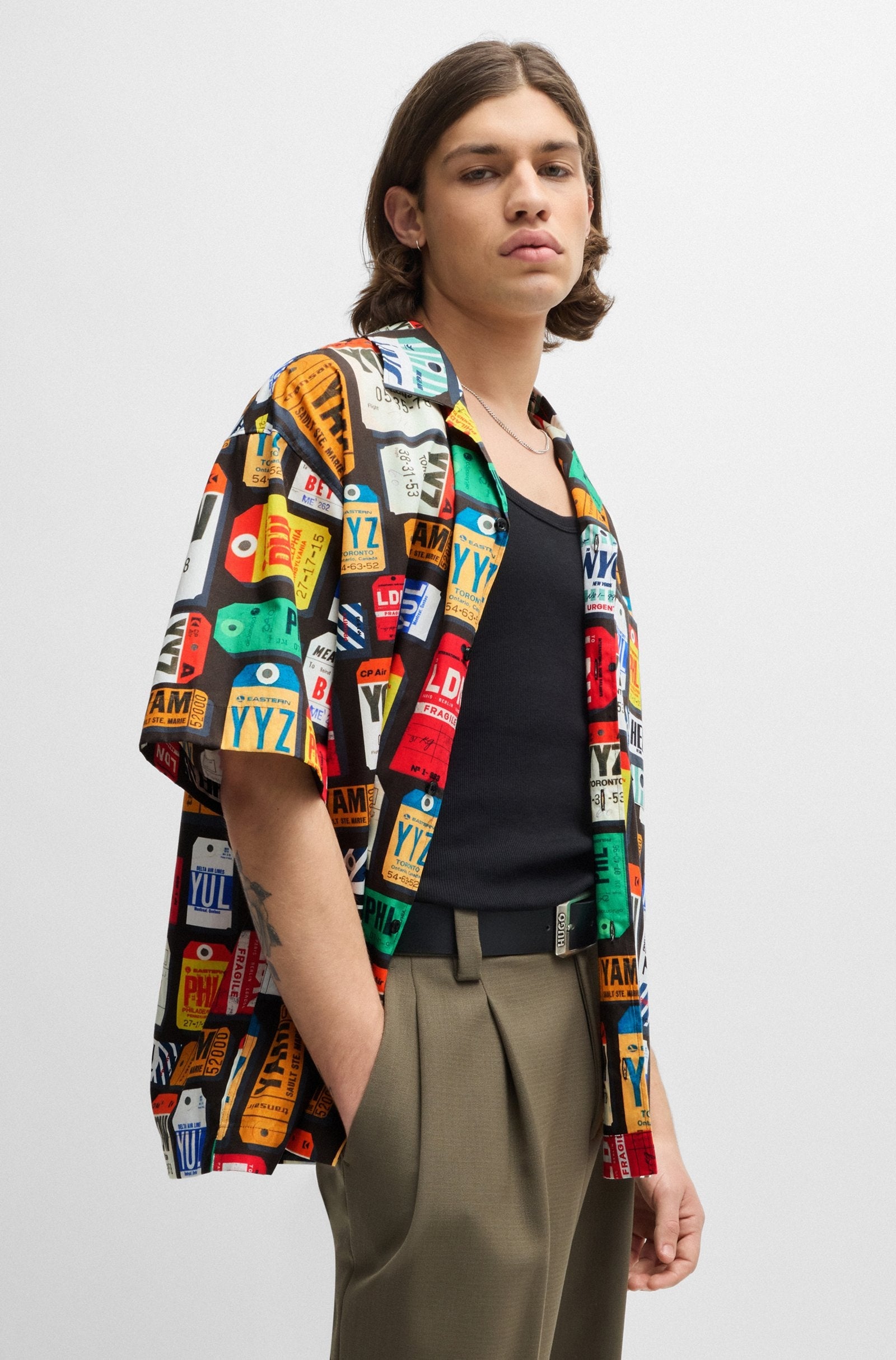 Hugo Camisa  Shirt Egeeno 5051964 Multicolor Multicolor_shot3