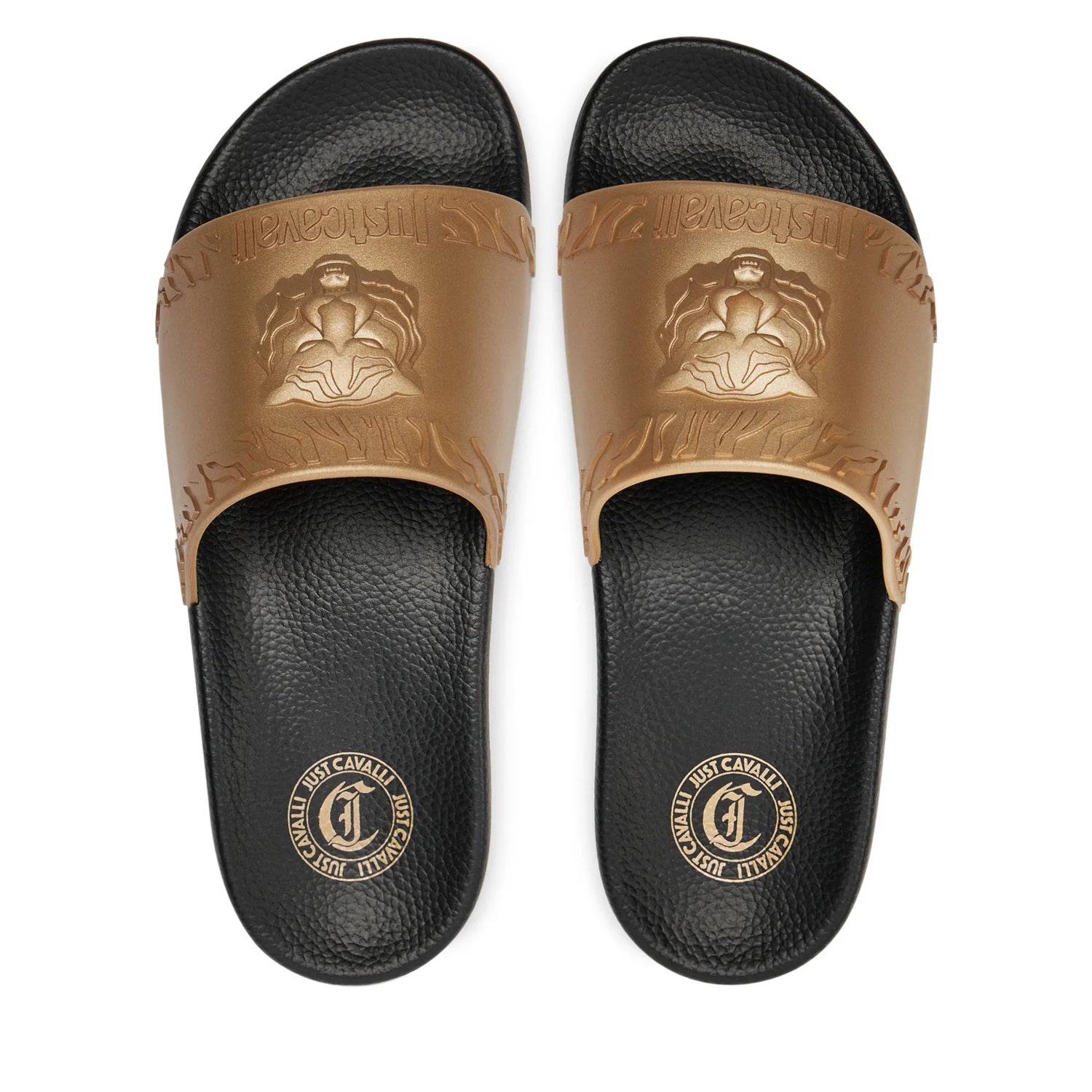 Just Cavalli Chinelos Slippers 76ra3sz2 Blk Gold Preto Ouro_shot4