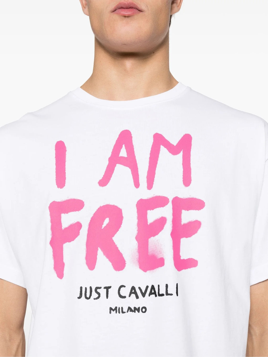 T Shirt Just Cavalli O Free Magic Fb Branco E Rosa