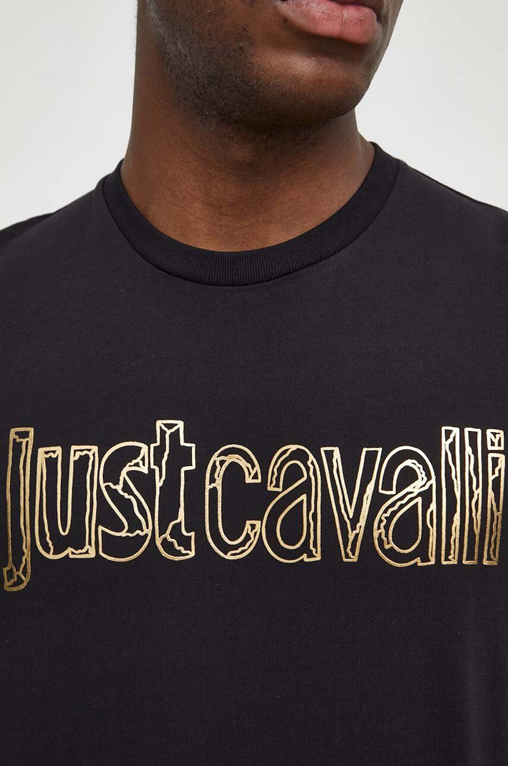 Just Cavalli T Shirt 76oahg15 Blk Gold Preto Ouro_shot3