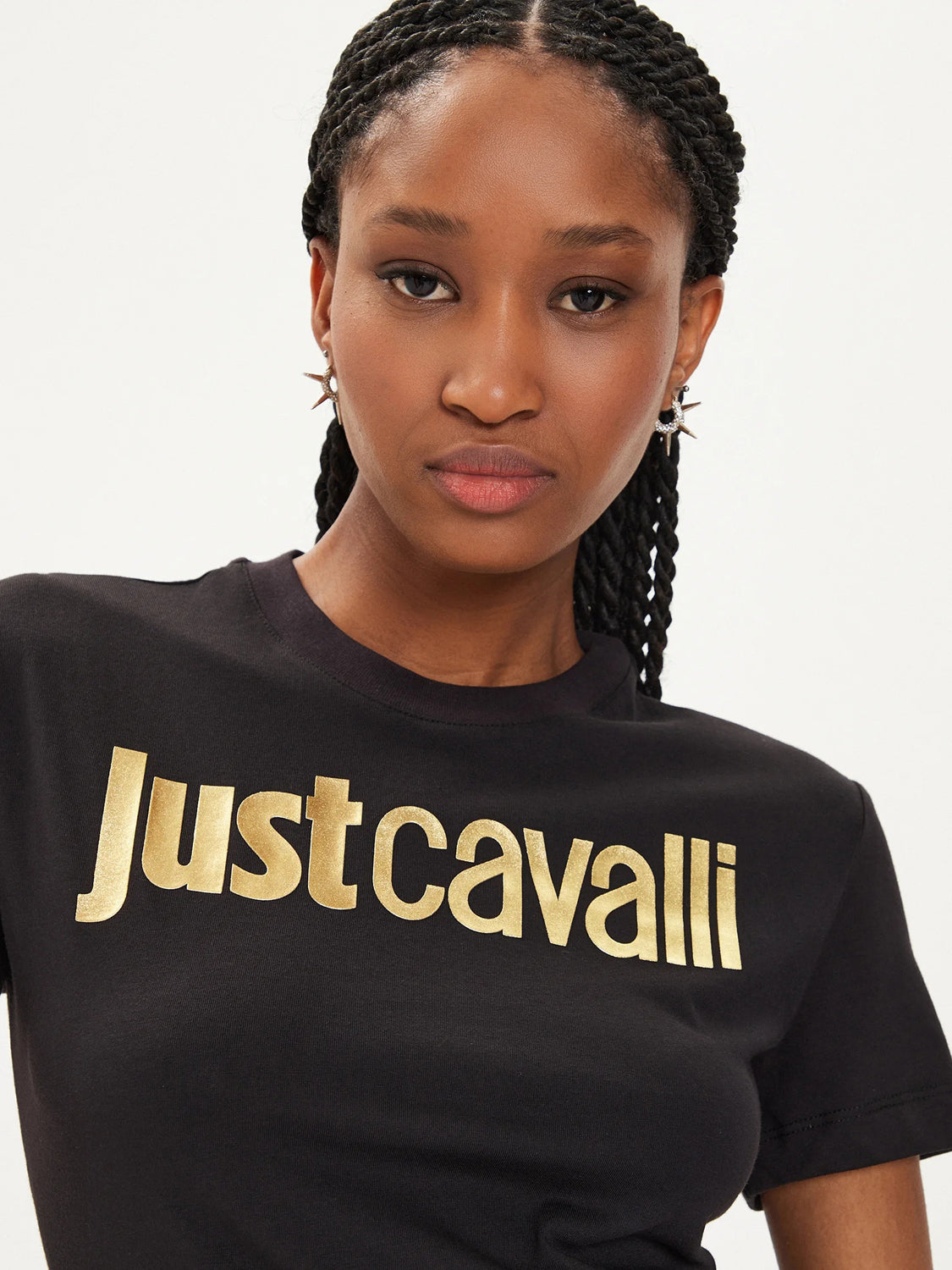 Just Cavalli T Shirt 76pahg11 Blk Gold Preto Ouro_shot2