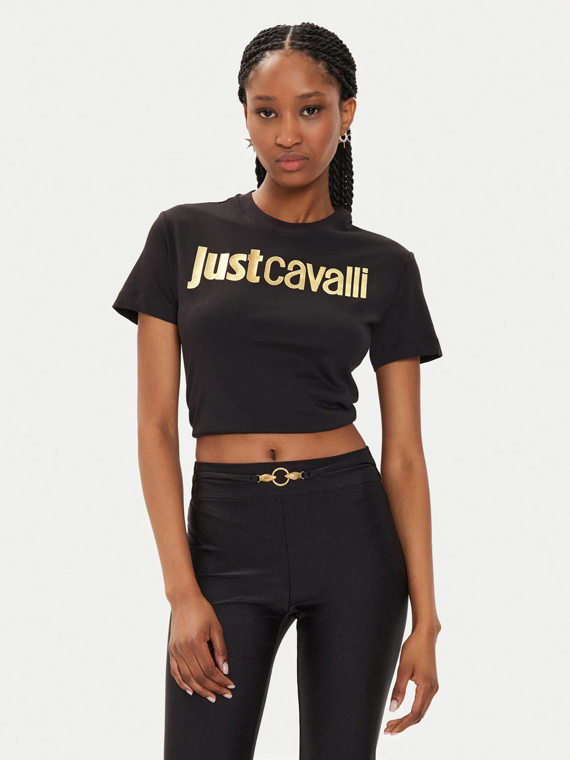 Just Cavalli T Shirt 76pahg11 Blk Gold Preto Ouro_shot3
