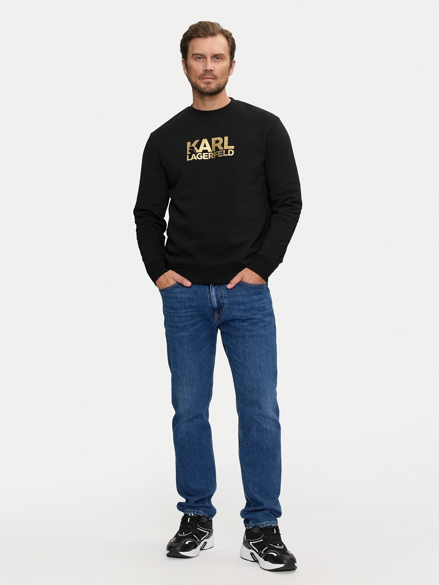 Karl Lagerfeld Camisola Sweat Kl705091 Blk Gold Preto Ouro_shot2