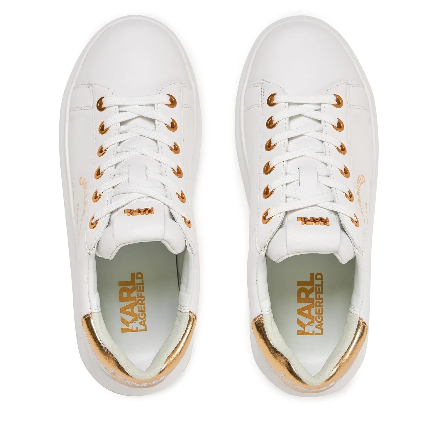 Karl Lagerfeld Sapatilhas Sneakers Shoes Kl62538 Whi Gold Branco Dourado_shot4